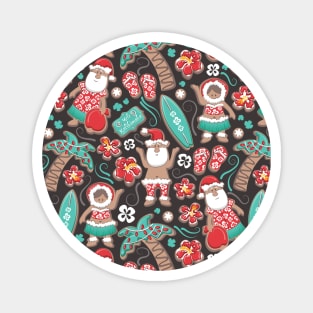 Mele Kalikimaka Hawaiian Christmas gingerbread cookies // pattern // brown background Magnet